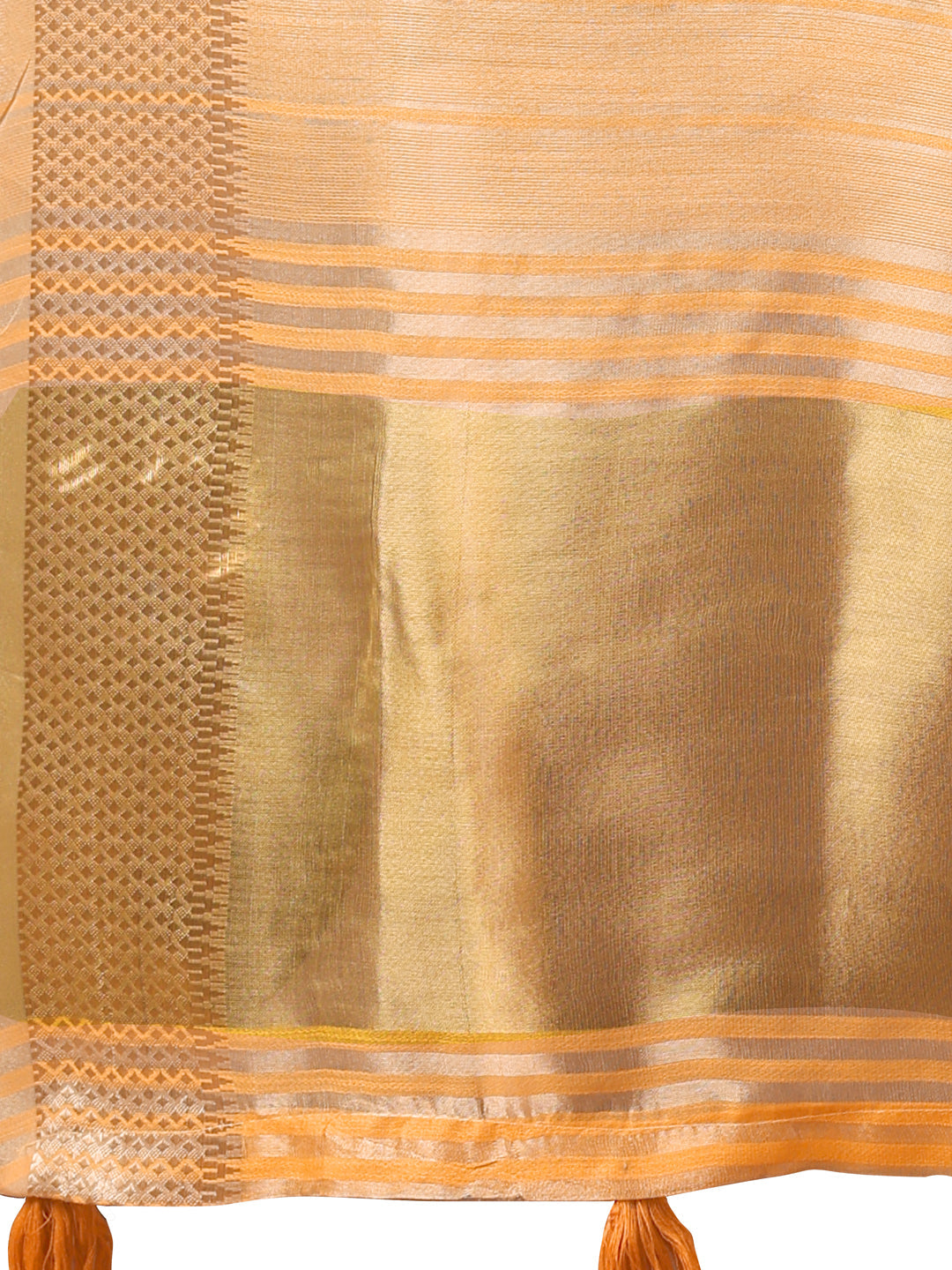 Shree Shyam Fashion Elegant Gold Orange Organza Saree with Zari Border | Party Wear Lightweight Saree with Blouse for Women