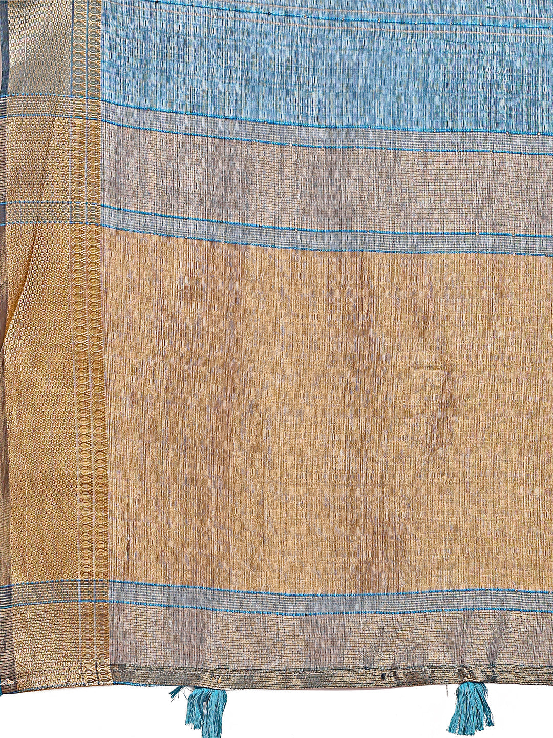 Shree Shyam Fashion Sea Green Organza Woven Zari Work Traditional Tassel Saree