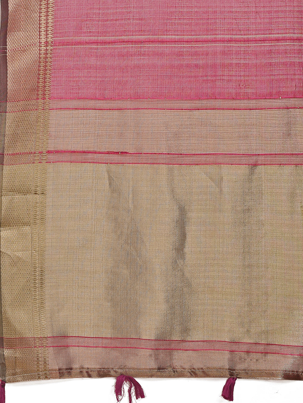Shree Shyam Fashion Magenta Organza Woven Zari Work Traditional Tassel Saree