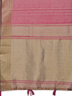 Shree Shyam Fashion Magenta Organza Woven Zari Work Traditional Tassel Saree
