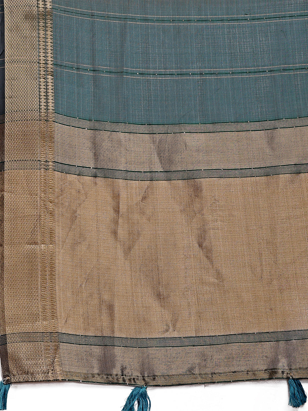Shree Shyam Fashion Dark Green Organza Woven Zari Work Traditional Tassel Saree