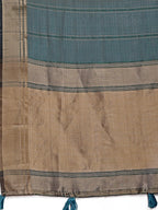 Shree Shyam Fashion Dark Green Organza Woven Zari Work Traditional Tassel Saree
