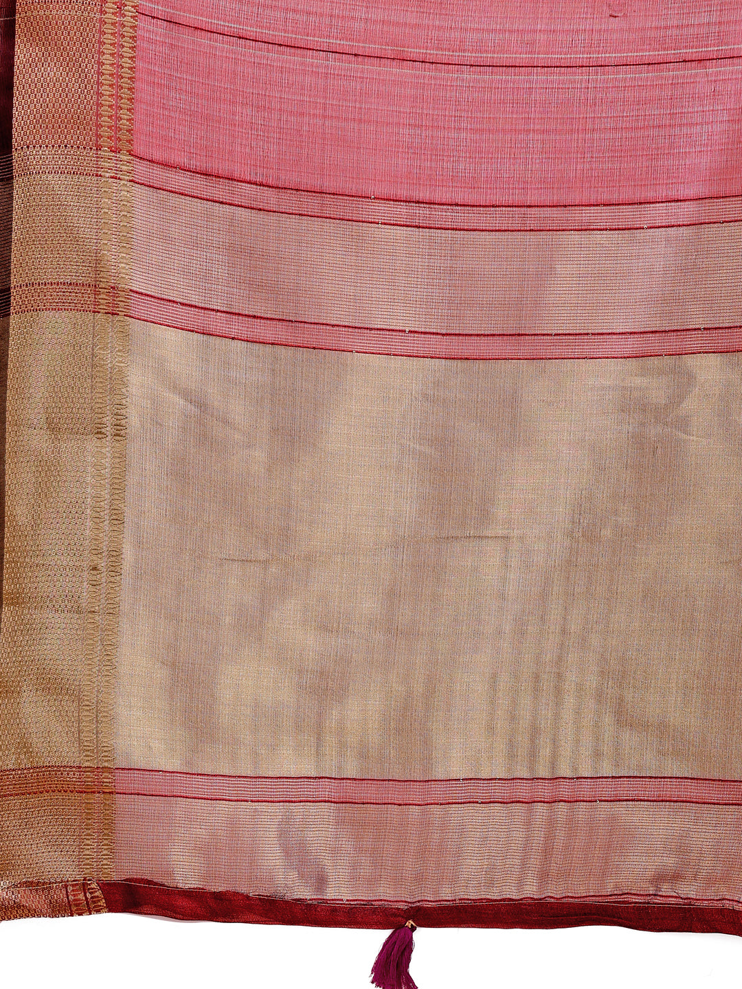 Shree Shyam Fashion Maroon Organza Woven Zari Work Traditional Tassel Saree