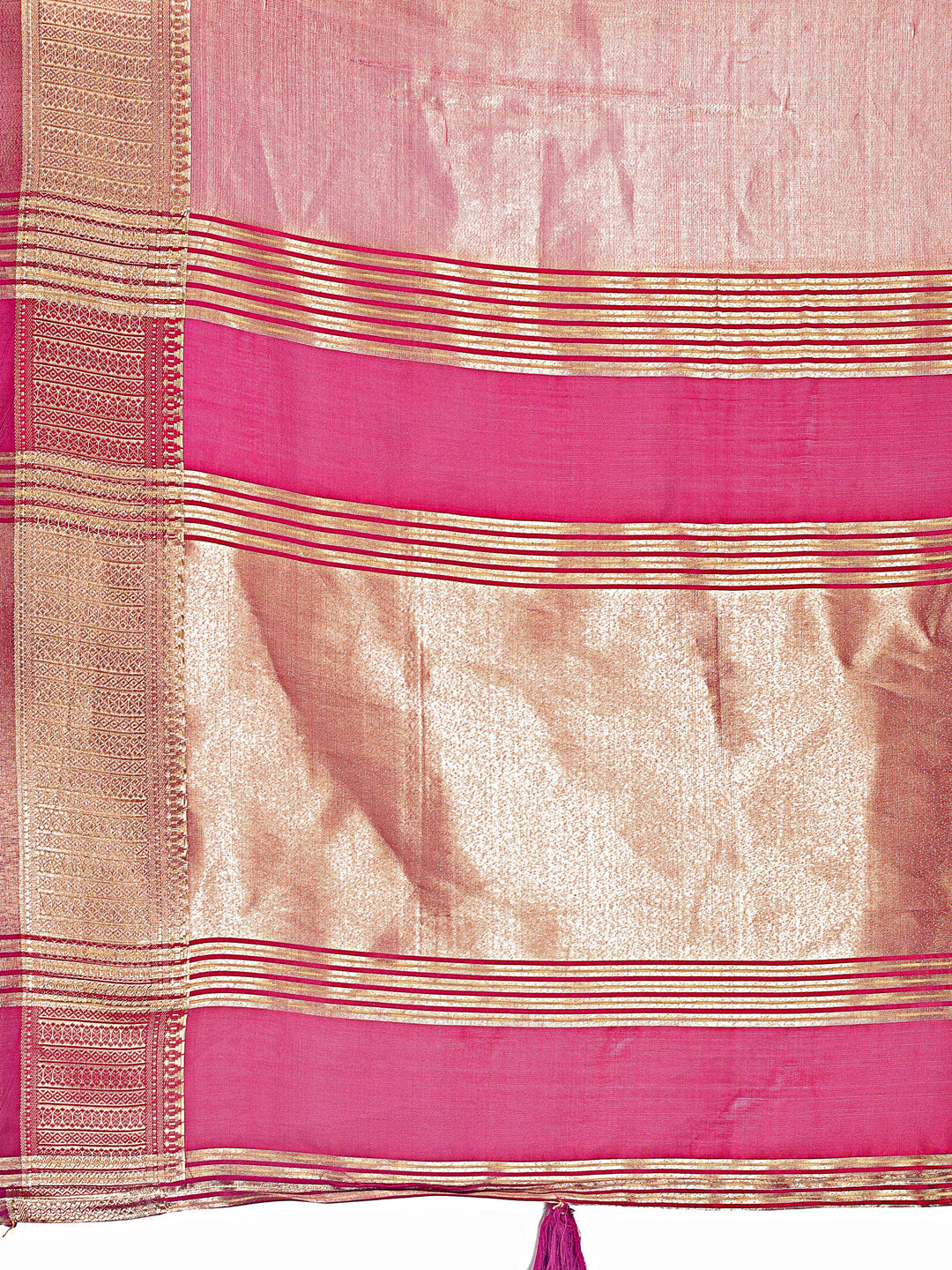 Shree Shyam Fashion Elegant Light Pink & Magenta Organza Saree with Rich Zari Border & Pallu Tassels | Premium Partywear Saree for Women