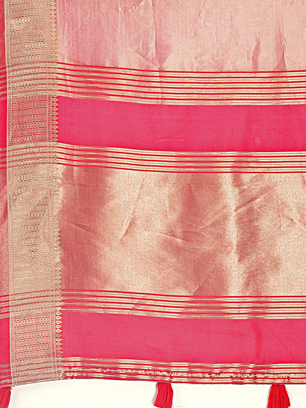 Shree Shyam Fashion Elegant Orange & Pink Organza Saree with Rich Zari Border & Pallu Tassels | Premium Partywear Saree for Women