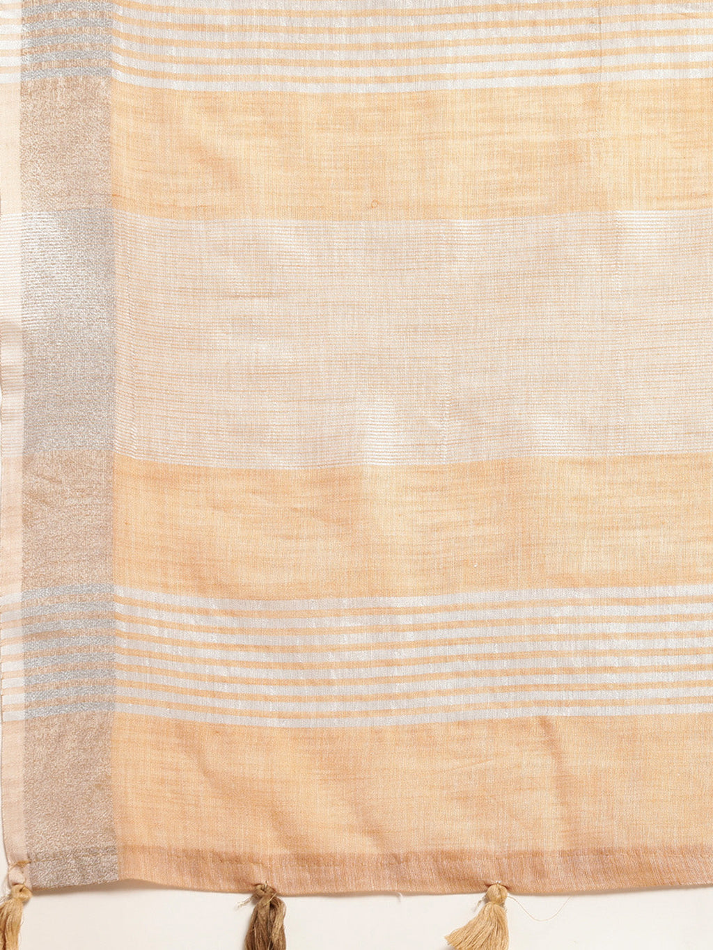 Shree Shyam Fashion Elegant Tan Woven Linen Saree with Contrast Zari Border & Tassels - Soft & Breathable Party Wear - Distacart