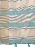 Shree Shyam Fashion Sea Green Organza Woven Zari Work Traditional Tassel Saree