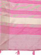 Shree Shyam Fashion Pink Organza Woven Zari Work Traditional Tassel Saree
