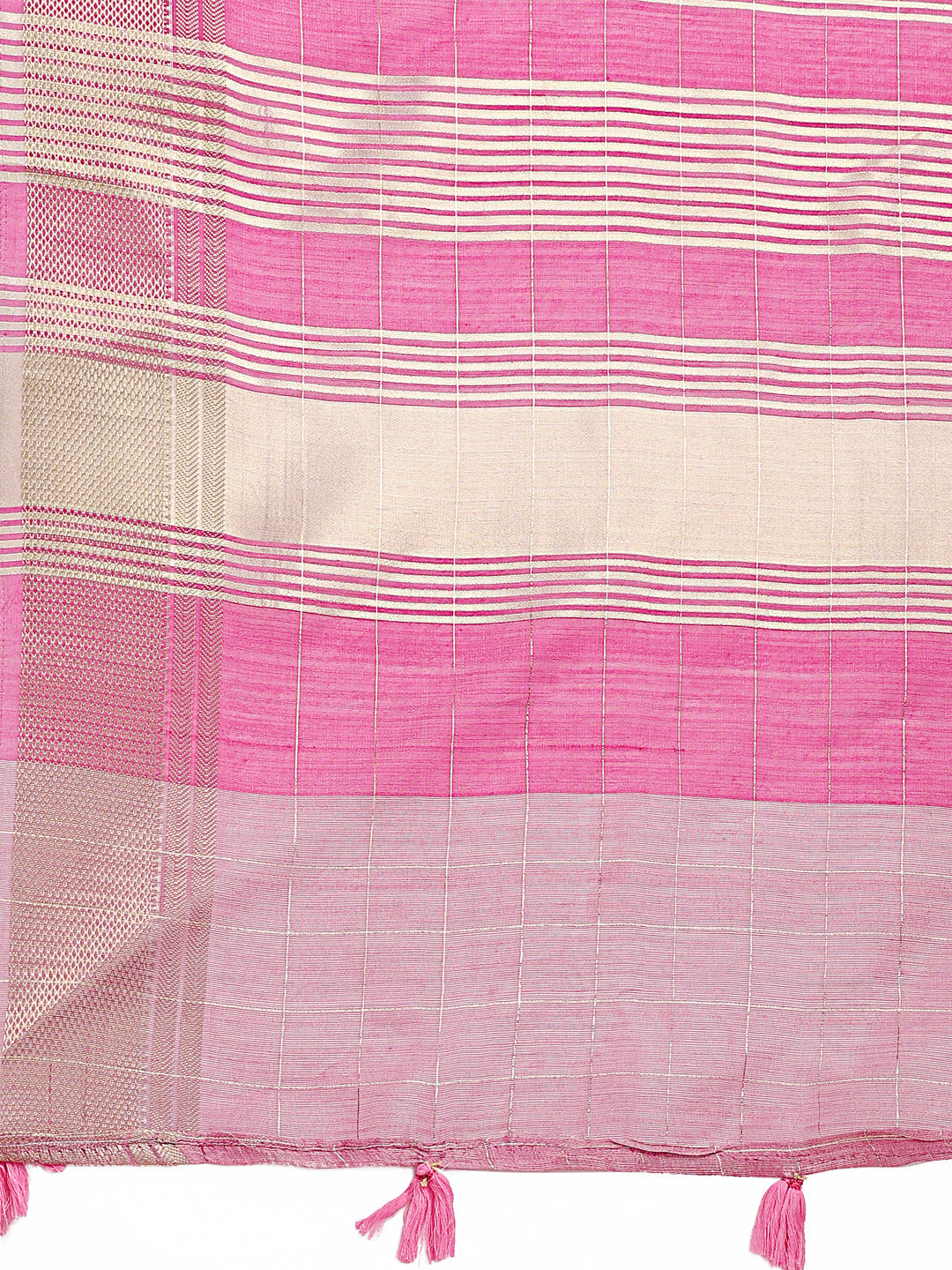 Shree Shyam Fashion Pink Organza Woven Zari Work Traditional Tassel Saree