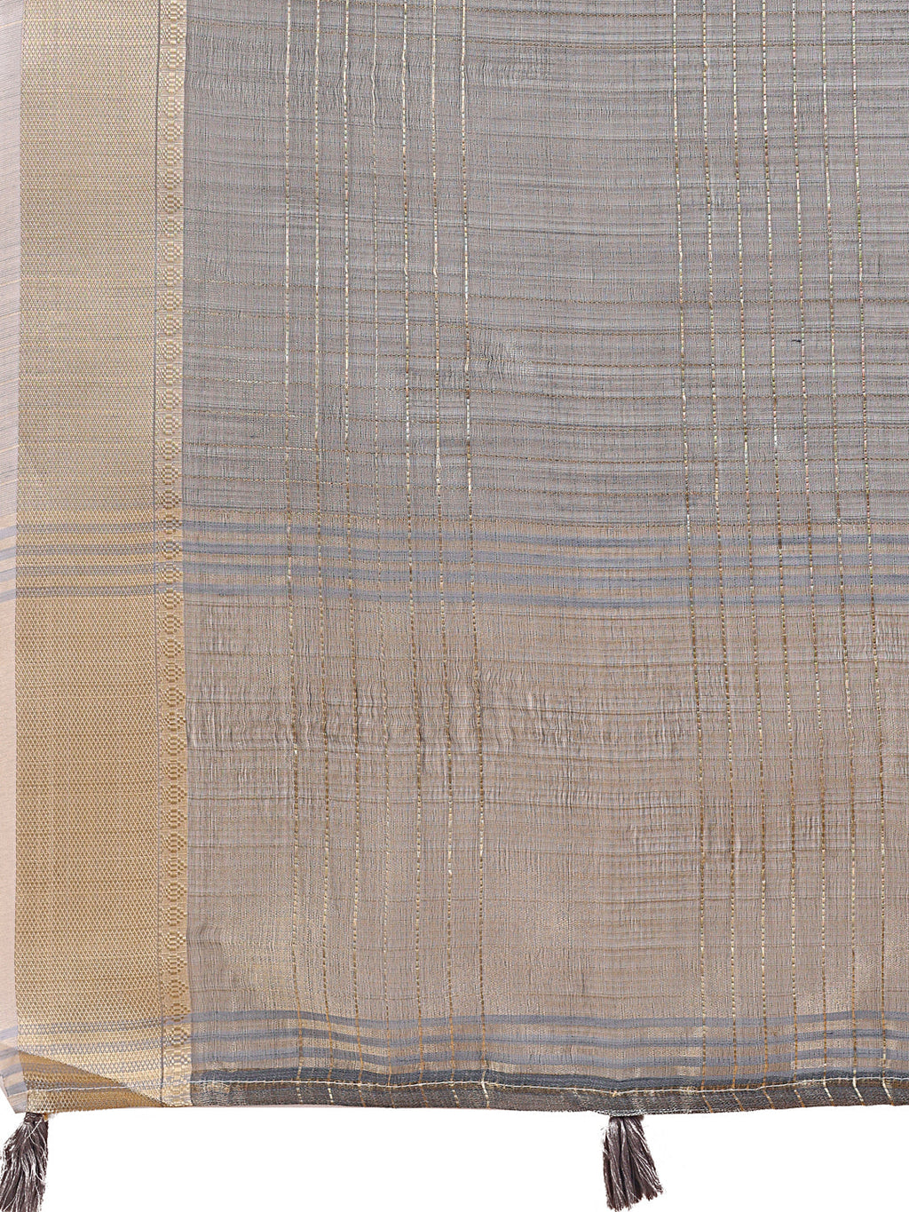 Shree Shyam Fashion Grey Organza Saree with Gold Checked Design - Elegant & Classy Traditional Wear for Formal & Festive Occasions