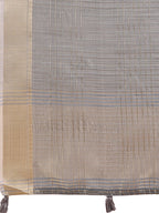 Shree Shyam Fashion Grey Organza Saree with Gold Checked Design - Elegant & Classy Traditional Wear for Formal & Festive Occasions