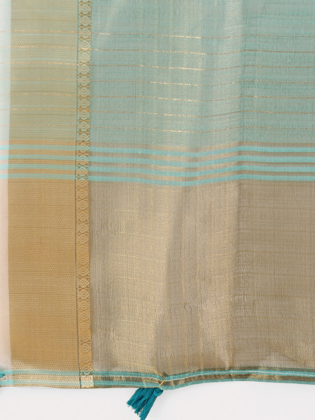 Shree Shyam Fashion Light Blue Organza Saree with Gold Checked Design - Elegant & Classy Traditional Wear for Formal & Festive Occasions