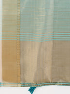 Shree Shyam Fashion Light Blue Organza Saree with Gold Checked Design - Elegant & Classy Traditional Wear for Formal & Festive Occasions