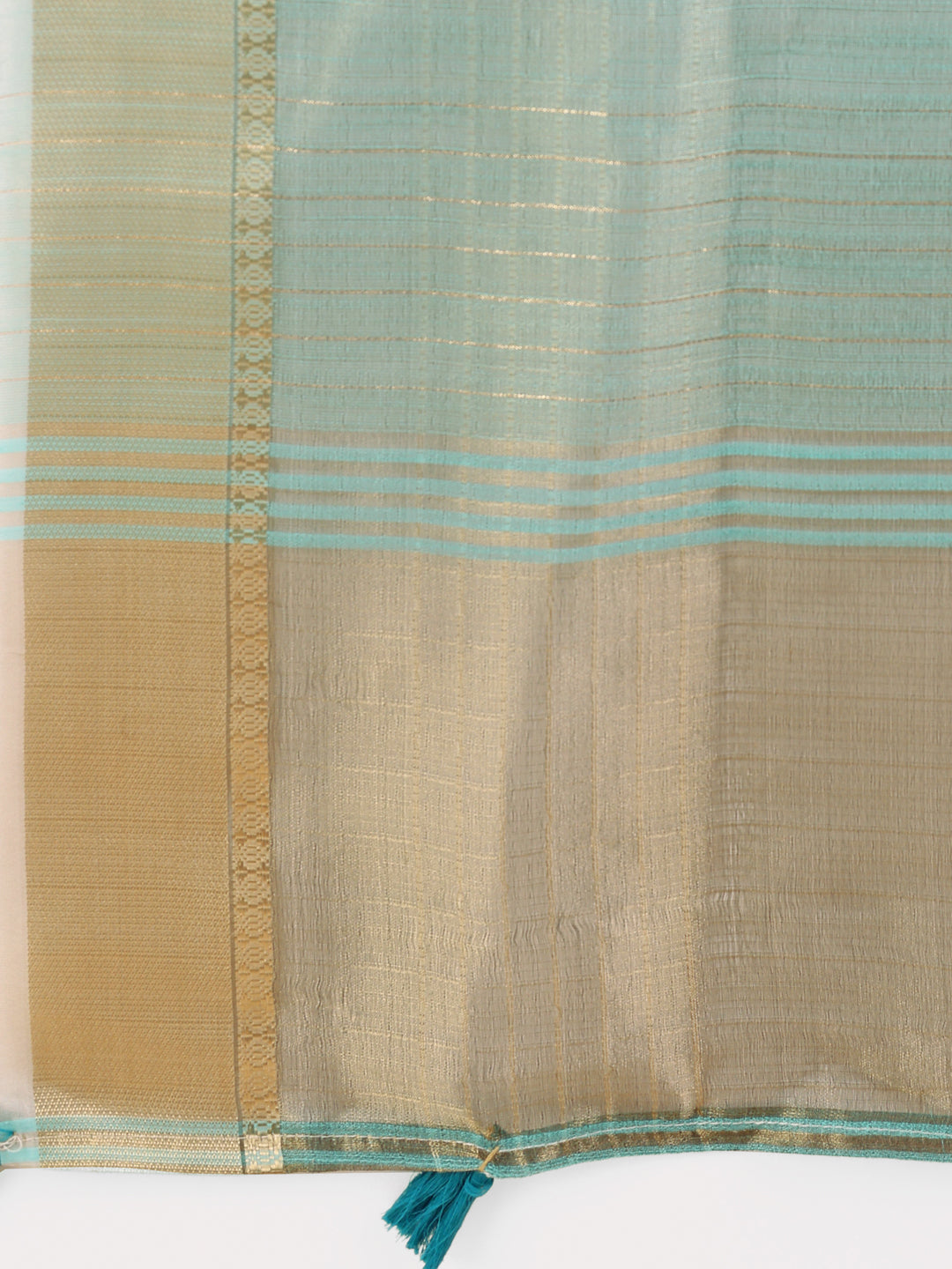 Shree Shyam Fashion Light Blue Organza Saree with Gold Checked Design - Elegant & Classy Traditional Wear for Formal & Festive Occasions