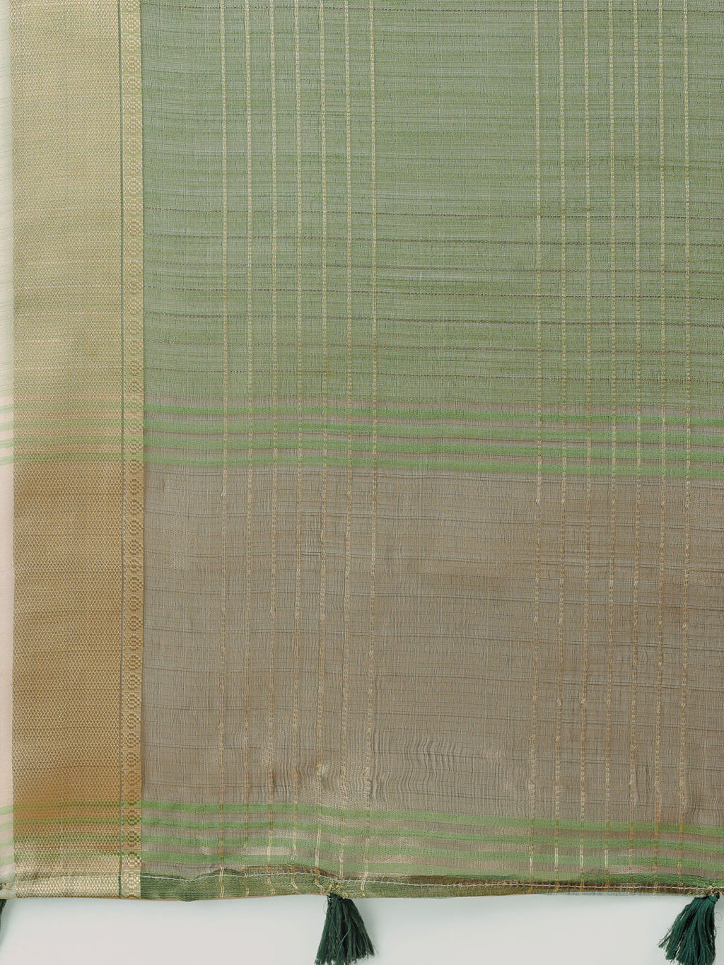 Shree Shyam Fashion Green Organza Saree with Gold Checked Design - Elegant & Classy Traditional Wear for Formal & Festive Occasions
