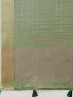Shree Shyam Fashion Green Organza Saree with Gold Checked Design - Elegant & Classy Traditional Wear for Formal & Festive Occasions