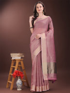 Shree Shyam Fashion Pink Organza Saree with Gold Checked Design - Elegant & Classy Traditional Wear for Formal & Festive Occasions