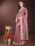 Shree Shyam Fashion Pink Organza Saree with Gold Checked Design - Elegant & Classy Traditional Wear for Formal & Festive Occasions