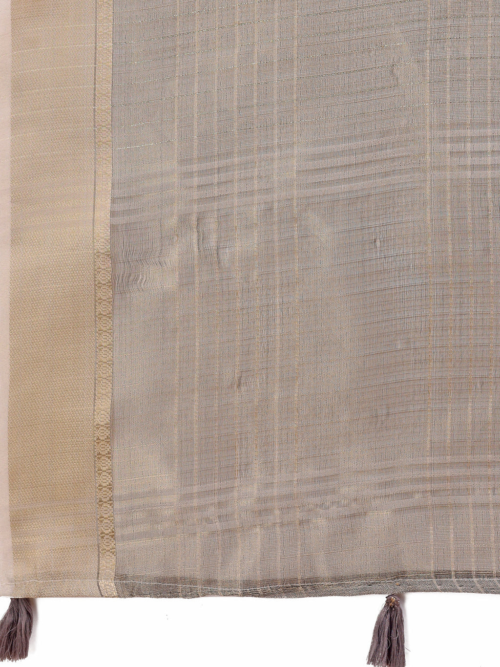 Shree Shyam Fashion Beige Organza Saree with Gold Checked Design - Elegant & Classy Traditional Wear for Formal & Festive Occasions