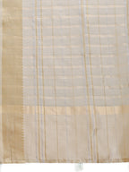 Shree Shyam Fashion Beige Organza Woven Zari Work Traditional Tassel Saree