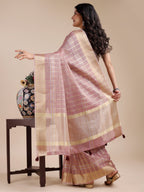 Shree Shyam Fashion Purple Organza Woven Zari Work Traditional Tassel Saree