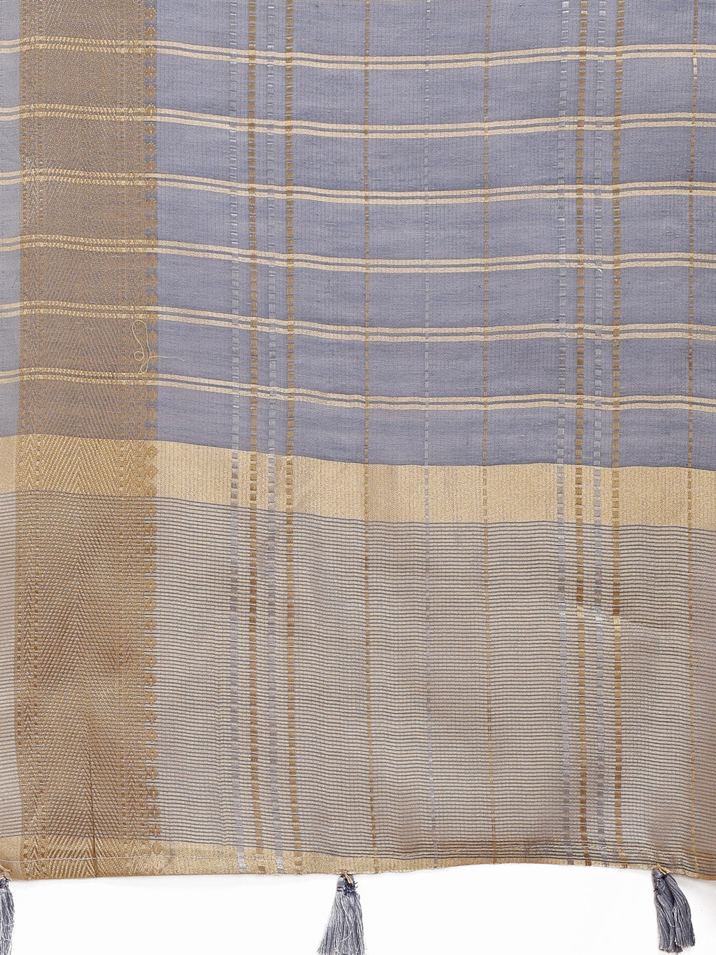 Shree Shyam Fashion Sky Blue Organza Woven Zari Work Traditional Tassel Saree