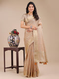 Shree Shyam Fashion Cream Organza Woven Zari Work Traditional Tassel Saree