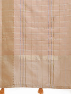 Shree Shyam Fashion Cream Organza Woven Zari Work Traditional Tassel Saree