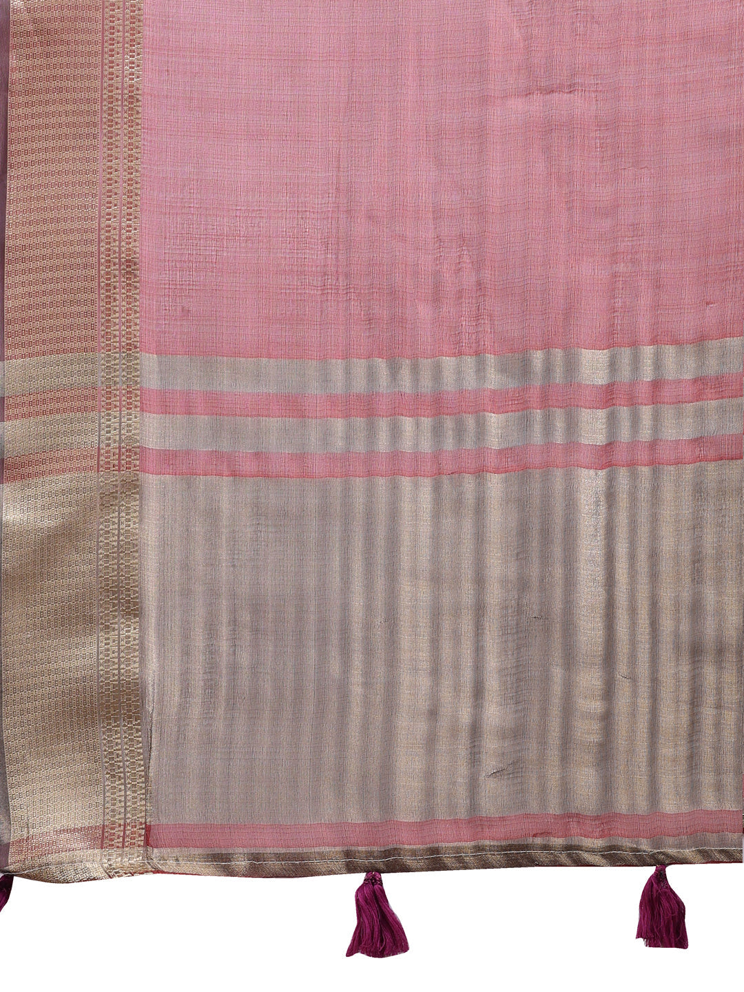 Shree Shyam Fashion Red Organza Woven Zari Work Traditional Tassel Saree