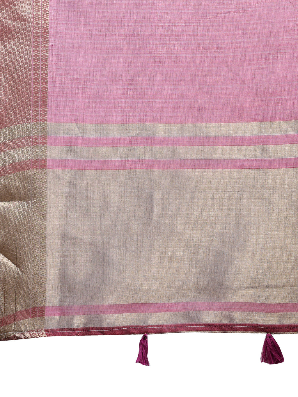 Shree Shyam Fashion Magenta Organza Woven Zari Work Traditional Tassel Saree
