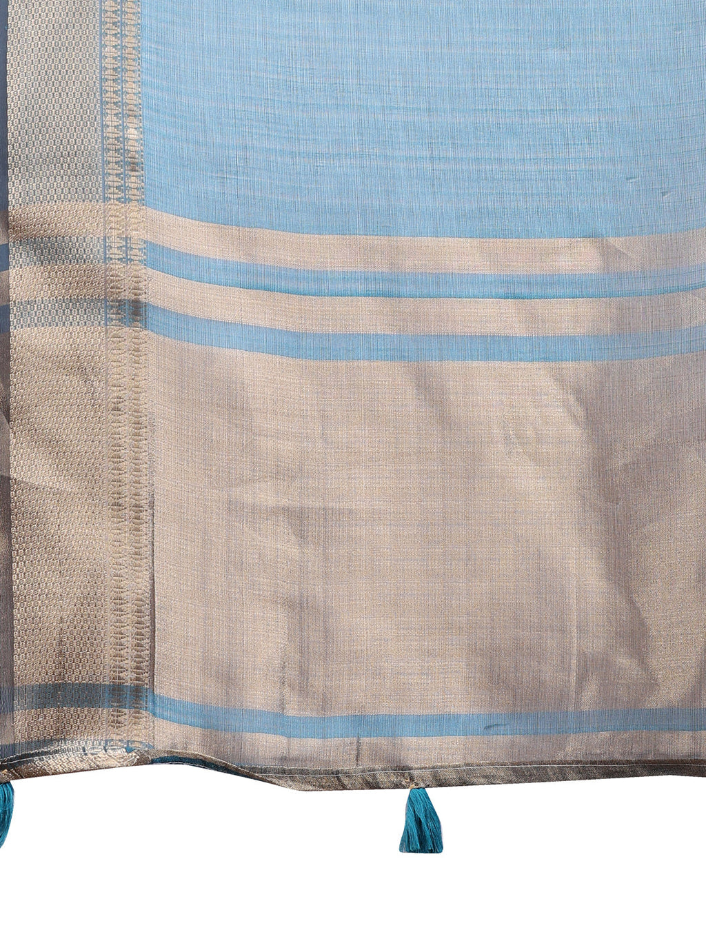 Shree Shyam Fashion Sea Green Organza Woven Zari Work Traditional Tassel Saree