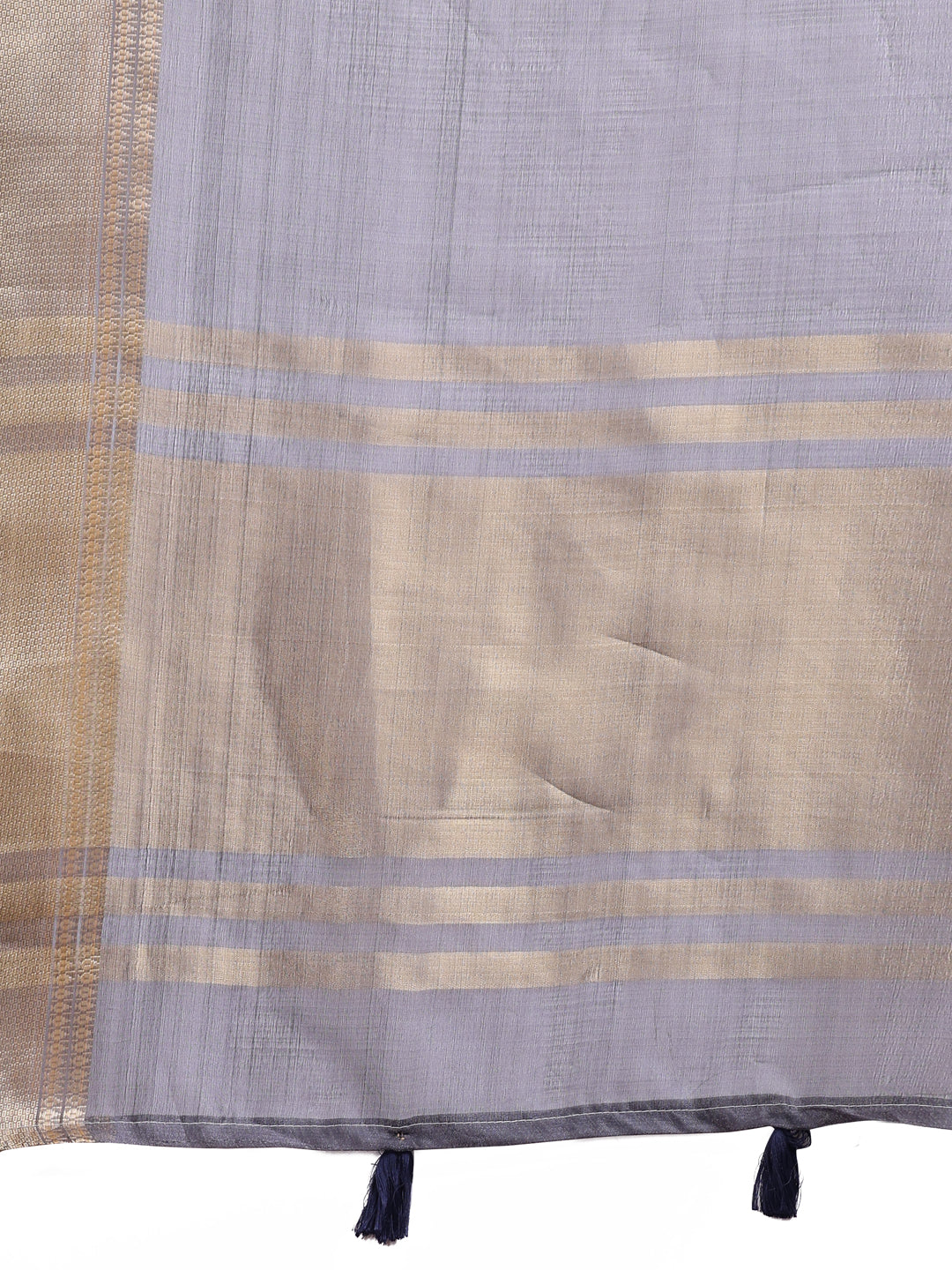 Shree Shyam Fashion Grey Organza Woven Zari Work Traditional Tassel Saree