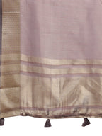 Shree Shyam Fashion Brown Organza Woven Zari Work Traditional Tassel Saree