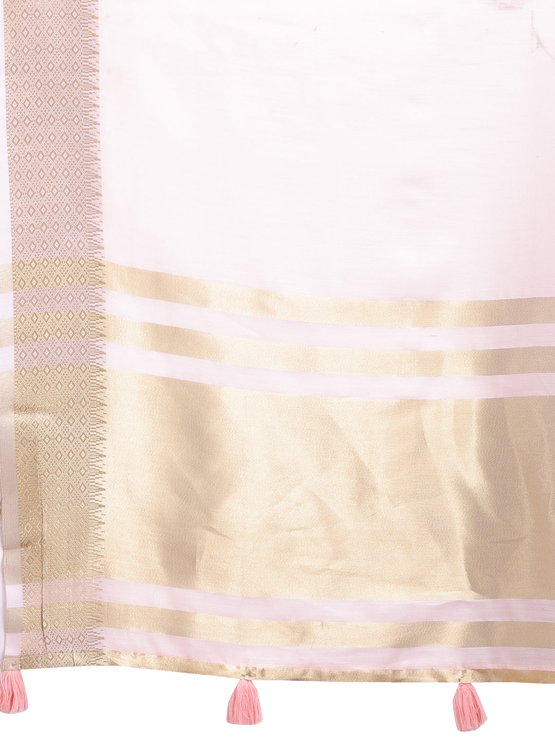 Shree Shyam Fashion Elegant Light Pink Woven Linen Saree with Contrast Zari Border & Tassels - Soft & Breathable Party Wear
