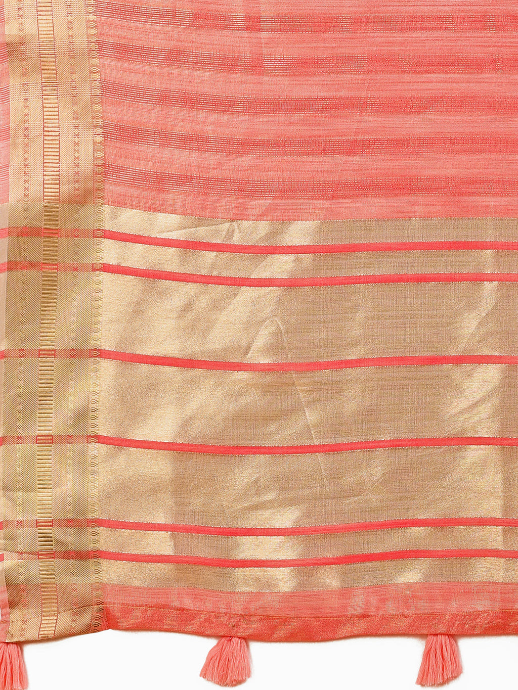 Shree Shyam Fashion Orange Organza Woven Zari Work Traditional Tassel Saree
