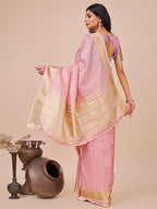 Shree Shyam Fashion Peach Organza Woven Zari Work Traditional Tassel Saree