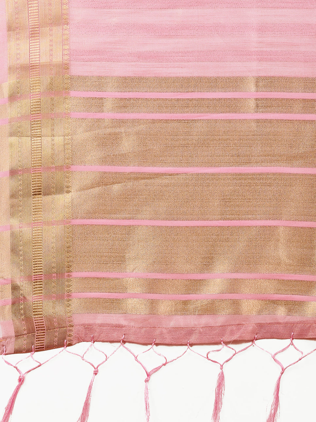 Shree Shyam Fashion Peach Organza Woven Zari Work Traditional Tassel Saree