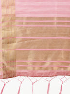 Shree Shyam Fashion Peach Organza Woven Zari Work Traditional Tassel Saree