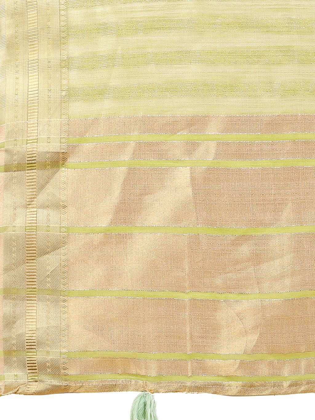 Shree Shyam Fashion Light Green Organza Woven Zari Work Traditional Tassel Saree