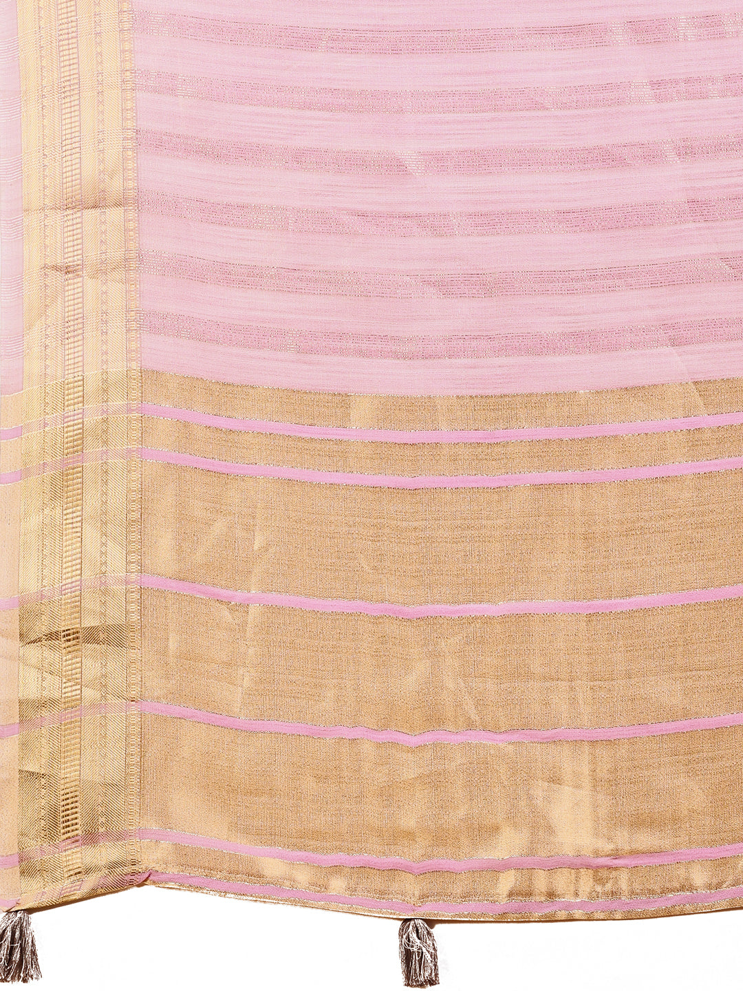 Shree Shyam Fashion Light Pink Organza Woven Zari Work Traditional Tassel Saree