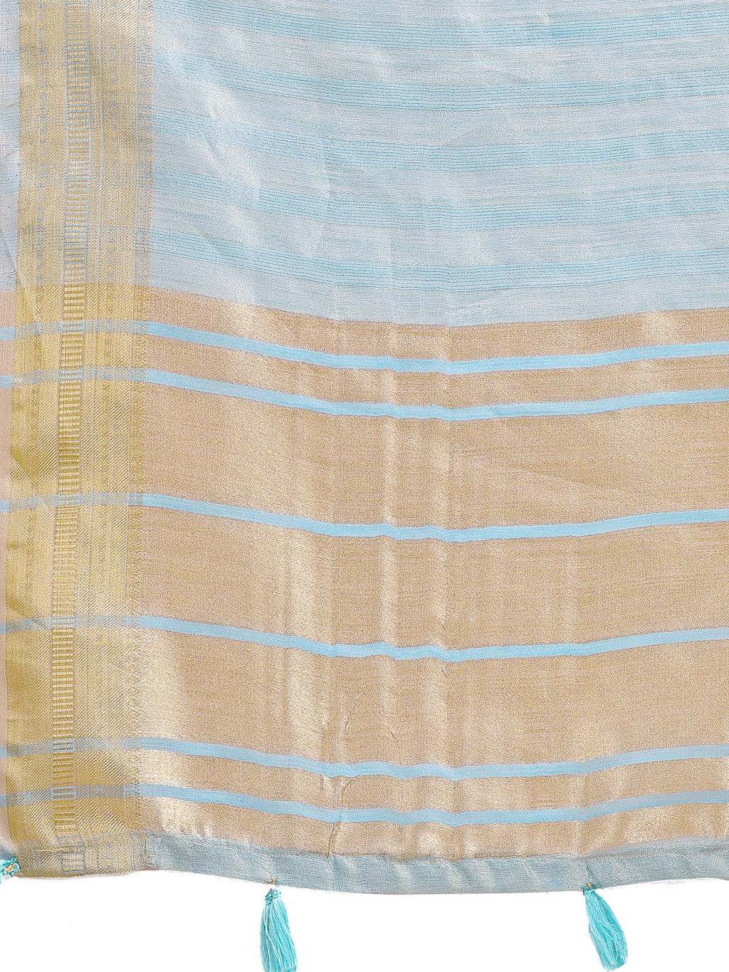 Shree Shyam Fashion Sky Blue Organza Woven Zari Work Traditional Tassel Saree
