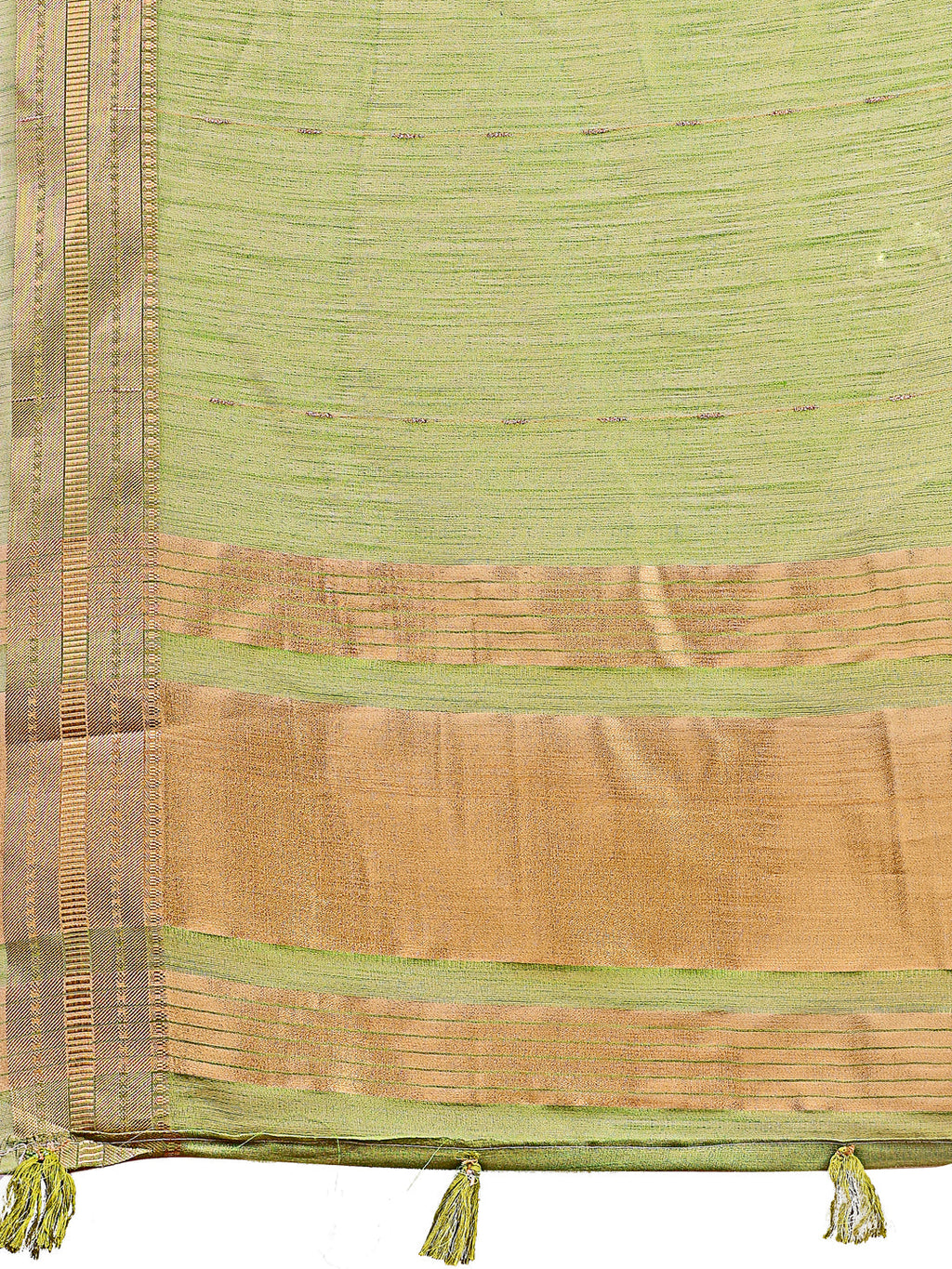 Shree Shyam Fashion Elegant Light Green Organza Saree with Golden Zari Border - Festive & Office Wear Saree with Blouse Piece
