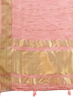 Shree Shyam Fashion Elegant Light Pink Organza Saree with Golden Zari Border - Festive & Office Wear Saree with Blouse Piece