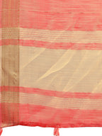 Shree Shyam Fashion Elegant Peach Organza Saree with Golden Zari Border - Festive & Office Wear Saree with Blouse Piece