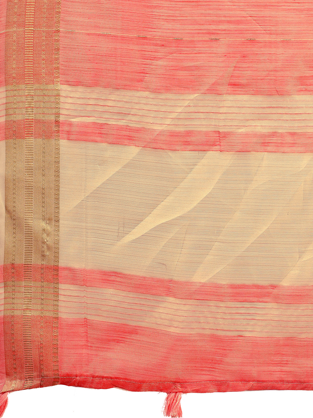 Shree Shyam Fashion Elegant Peach Organza Saree with Golden Zari Border - Festive & Office Wear Saree with Blouse Piece