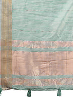 Shree Shyam Fashion Elegant Olive Green Organza Saree with Golden Zari Border - Festive & Office Wear Saree with Blouse Piece