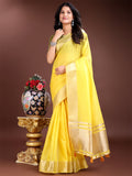 Shree Shyam Fashion Yellow Gold Cotton Ready-to-Wear Saree - Simplicity Meets Effortless Grace