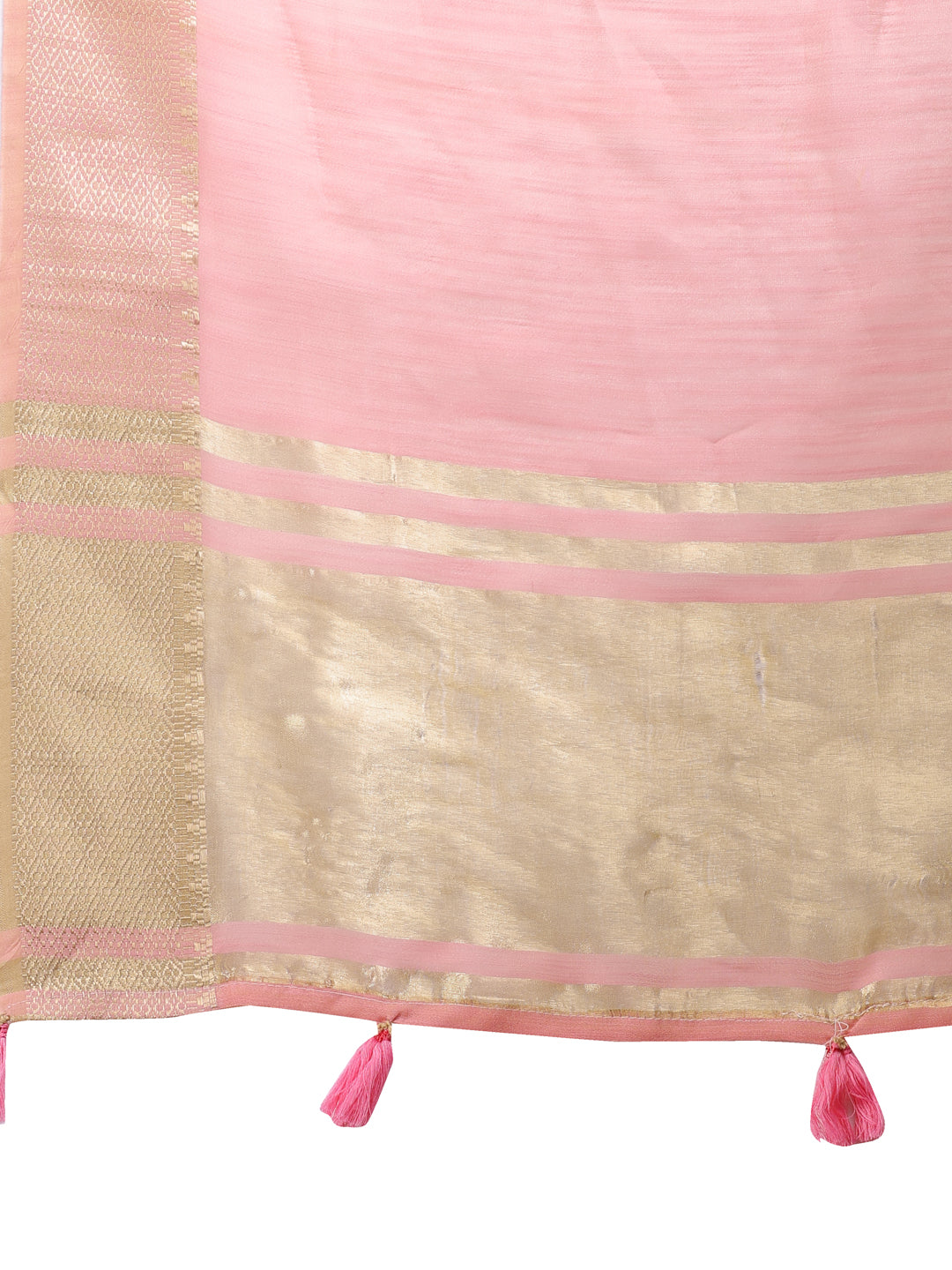 Shree Shyam Fashion Pink Gold Cotton Ready-to-Wear Saree - Simplicity Meets Effortless Grace