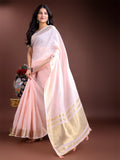 Shree Shyam Fashion Light Pink Gold Cotton Ready-to-Wear Saree - Simplicity Meets Effortless Grace