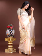 Shree Shyam Fashion Peach Gold Cotton Ready-to-Wear Saree - Simplicity Meets Effortless Grace